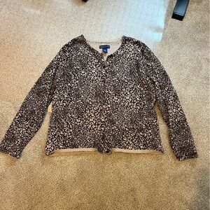 Karen Scott Brown and Tan Leopard Print Cardigan
